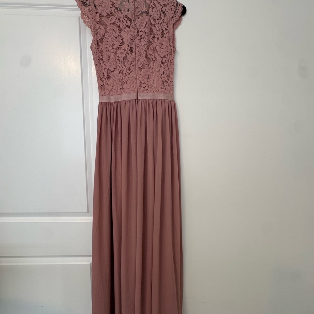 Elegant Lace Top Mauve Dress